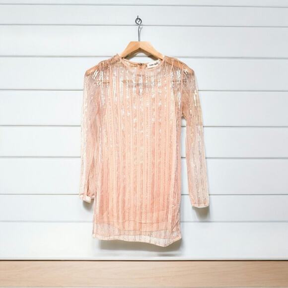 Line & Dot Christi sheer sequin mini peachy pink party dress size S - Picture 9 of 9